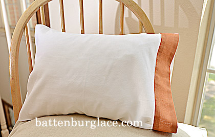 Hemstitch Baby Pillowcases Burnt Orange color border, 2 cases